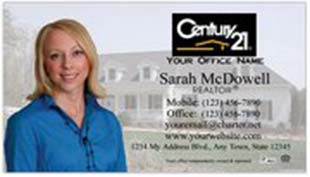 Century 21 Business Card - horizontal - house background image with agent photo cutout - C21-white-8