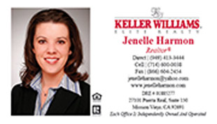 Keller Williams Business Card – horizontal - white design Keller Williams business card with agent photo - KW-1-WHITE-PHOTO