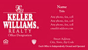 Keller Williams Business Card – horizontal - RED - KW-2-RED