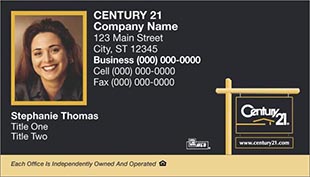Century 21 Business Card - horizontal - Black with Photo - C21-Black-4