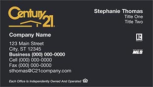Century 21 Business Card - horizontal - Black with C21 Logo - C21-Black-7