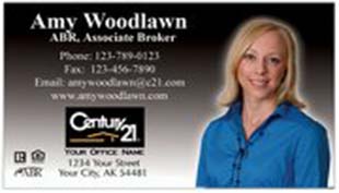 Century 21 Business Card - horizontal - Black gradient to white with photo - C21-Black-8