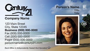 Century 21 Business Card - horizontal - beach background with agnet photo - C21-Color-5