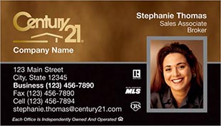 Century 21 Business Card - horizontal - brown/black background with agnet photo - C21-Color-6