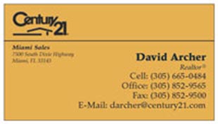 Century 21 Business Card - horizontal - light orange background color - C21-Color-9