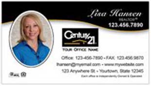 Century 21 Business Card - horizontal - swift black and white background with agent photo - C21-white-10