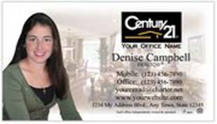 Century 21 Business Card - horizontal - living room background image with agent photo - C21-white-11