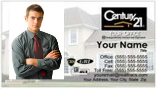Century 21 Business Card - horizontal - House background image with agent photo - C21-white-1
