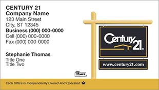 Century 21 Business Card - horizontal - white background with Century 21 Sign - C21-white-14