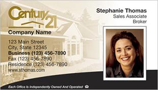 Century 21 Business Card - horizontal - house background image with agent photo - C21-white-15
