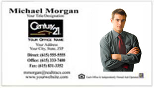 Century 21 Business Card - horizontal - white background with agent photo - C21-white-4