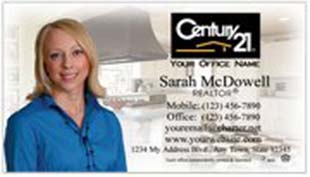 Century 21 Business Card - horizontal - house background image with agent photo cutout - C21-white-6