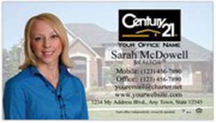 Century 21 Business Card - horizontal - house background image with agent photo cutout - C21-white-7