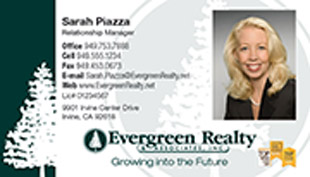 Evergreen Realty Business Card - horizontal - tree background image with agent photo - EV-1-WHITE-PHOTO