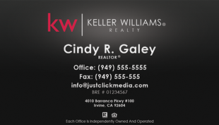 Keller Williams Business Card – Black with no photo - KW-13-Black