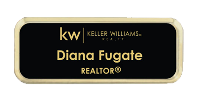 Name Badge - Black Background with Gold Lettering